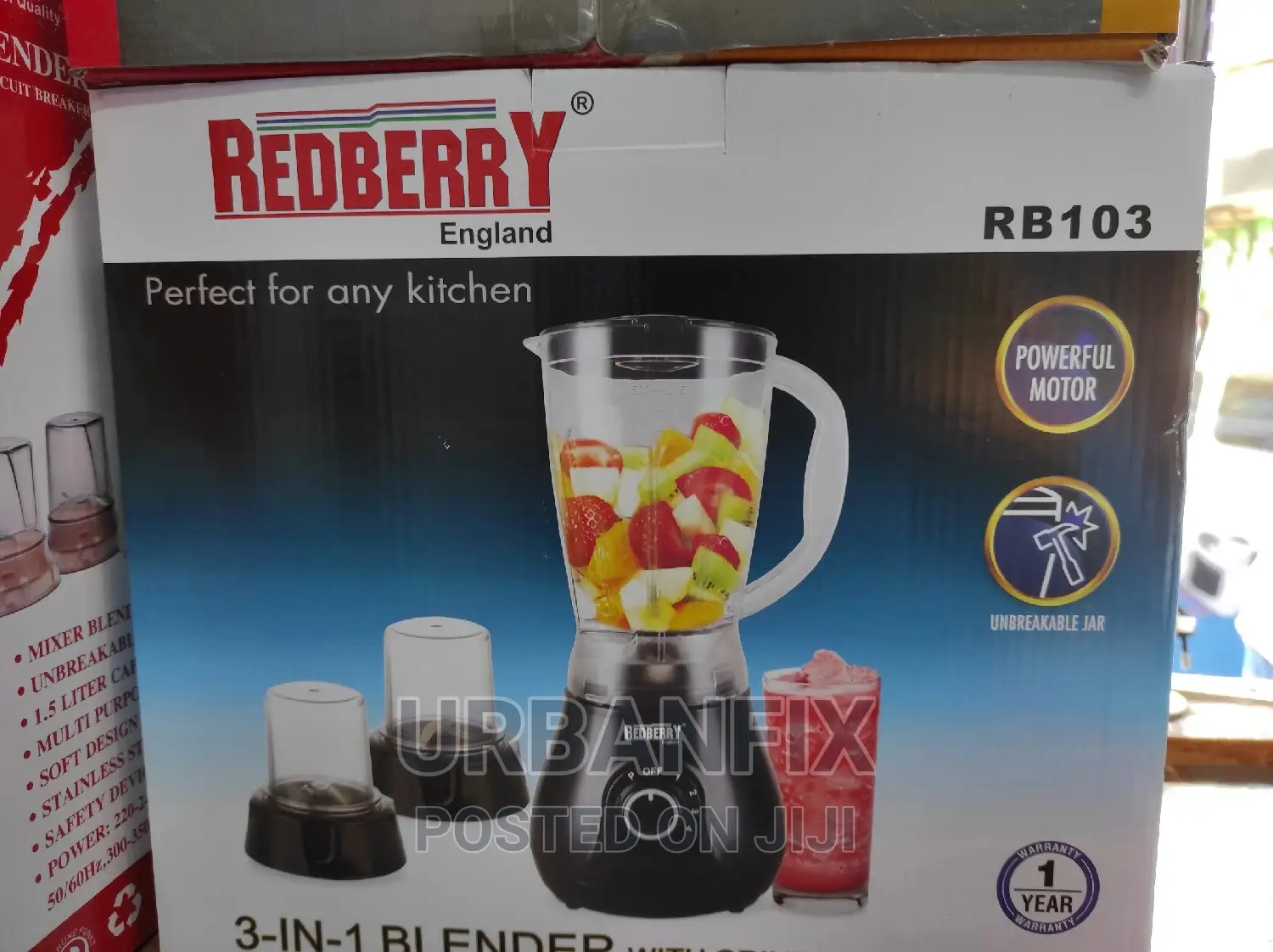 Redberry 1.5 Ltr 3 in 1 Blender With Powerful Motor