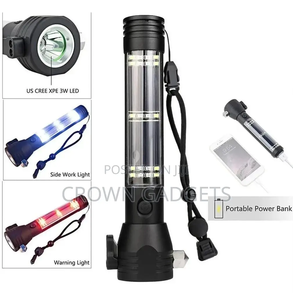 9-in-1 Multi-function LED Solar Rechargeable Flashlight