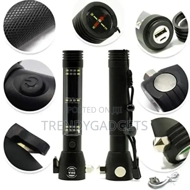 Solar Powered Tactical Car Flashlight Rechargeable