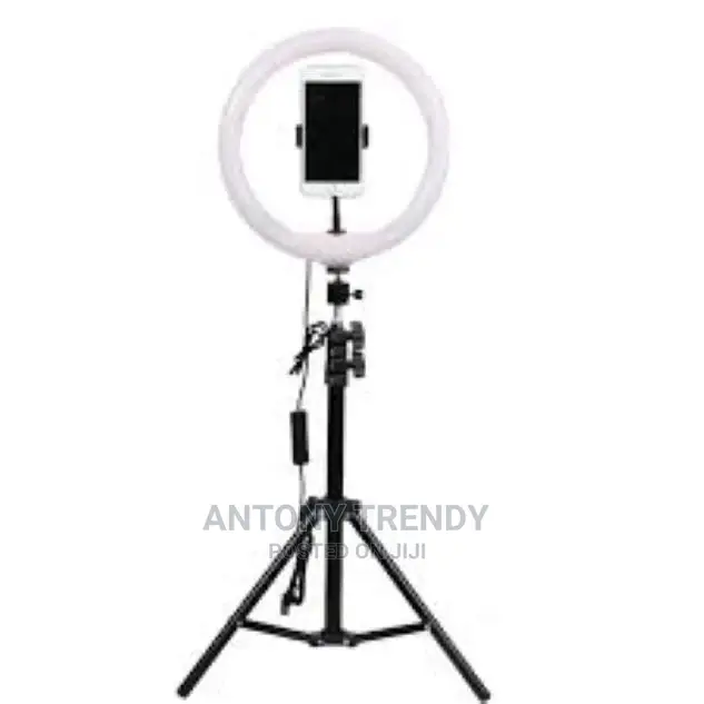 12" Ring Light With Tripod Stand 2 Phone Holder, Dimmable