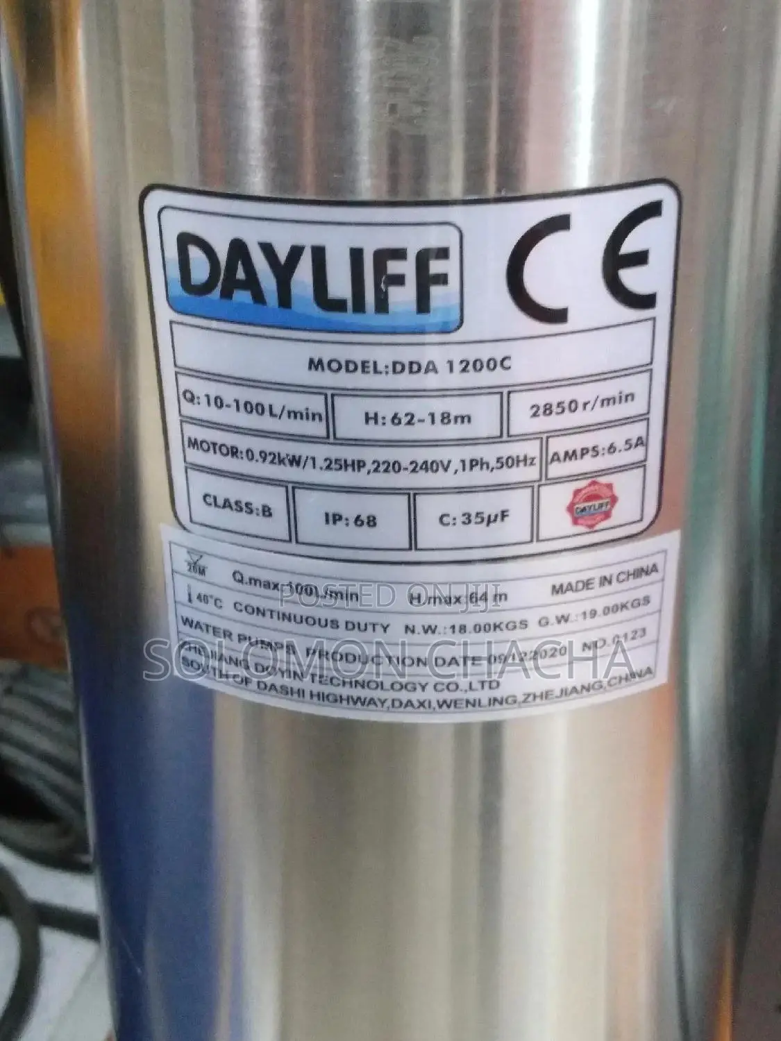 Dayliff 1.25hp Submersible Water Pump H.Max 64m