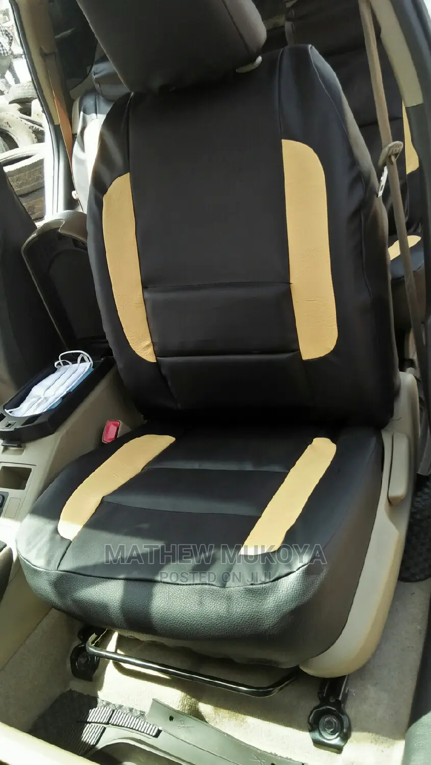 Cream on Black Car Seat Covers