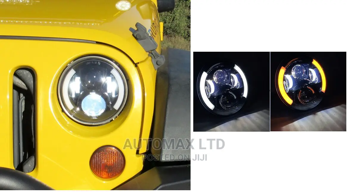 Half Halo LED Headlights With Indicator: For Jeep Wrangler