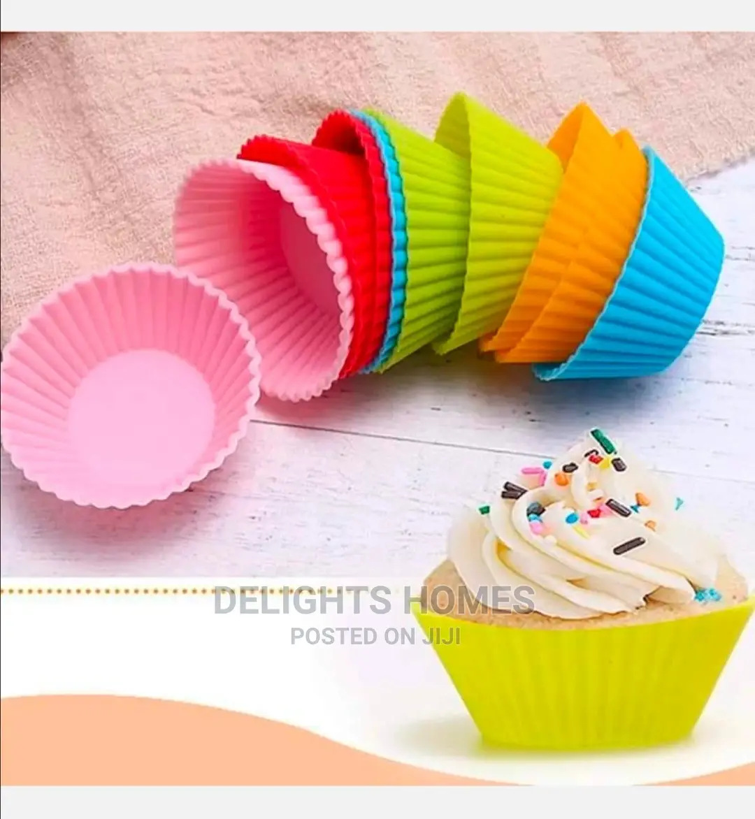 *12pcs Re-Usable Silicone Cupcake Molds