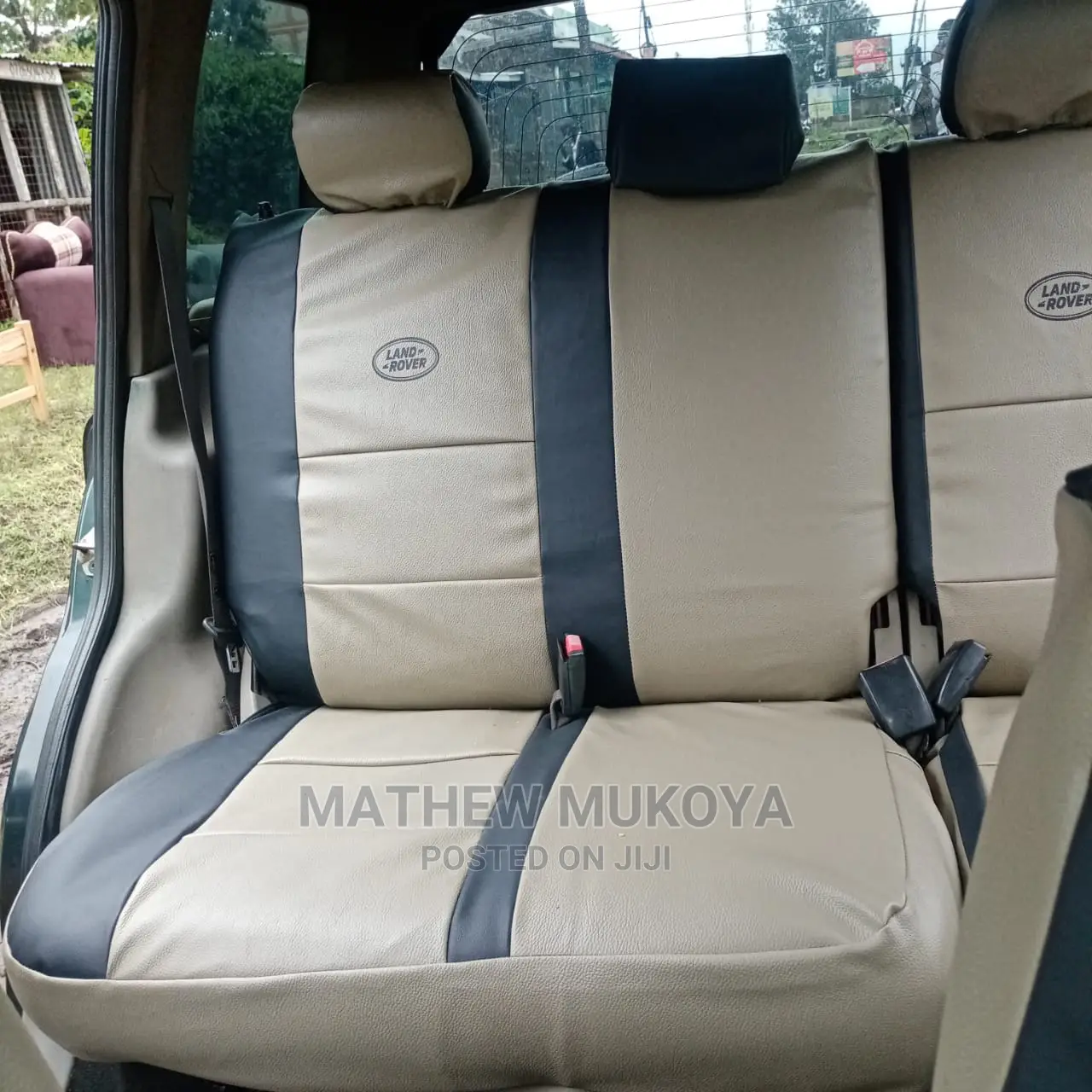 Beige Black Rongai Car Seat Covers
