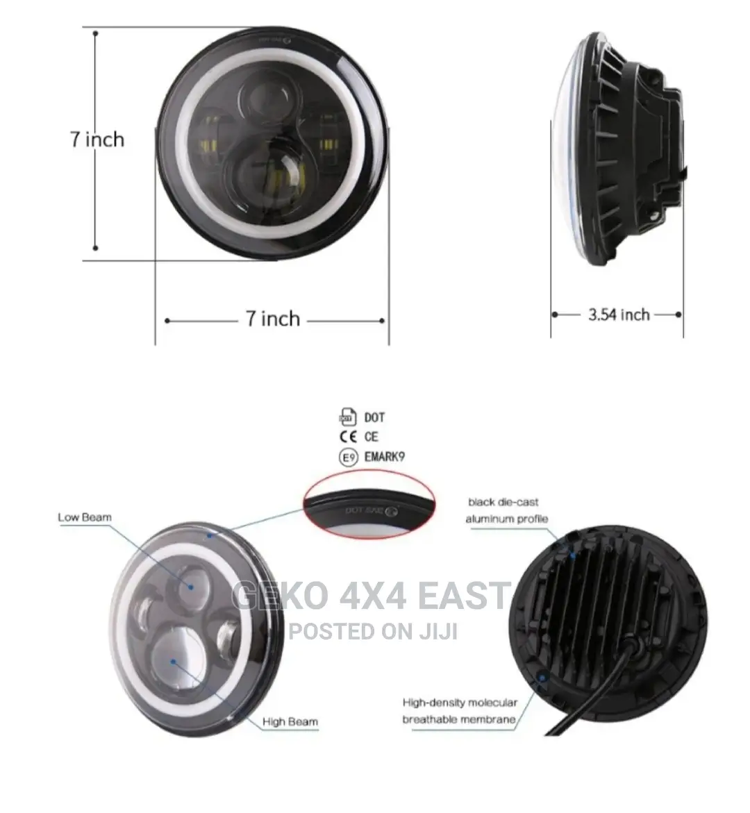 7 INCH 75watt ROUND HEADLIGHT With White/Amber Turn Signal