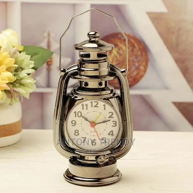 Clock Resin Ornament Home Decor Kerosene Light Alarm Clock