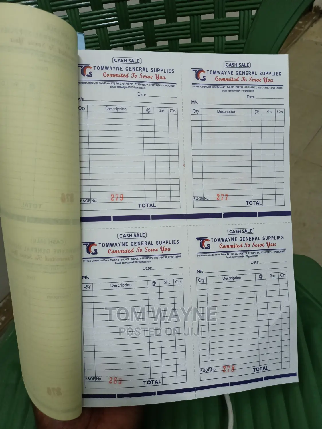 Cash Sale Receipt Books Printing Services