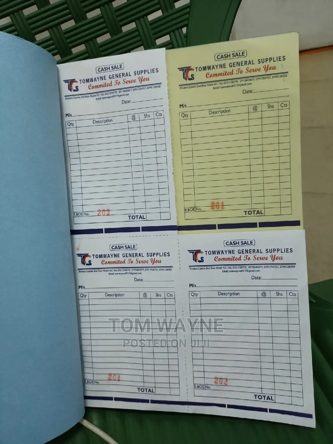 Cash Sale Receipt Books Printing Services