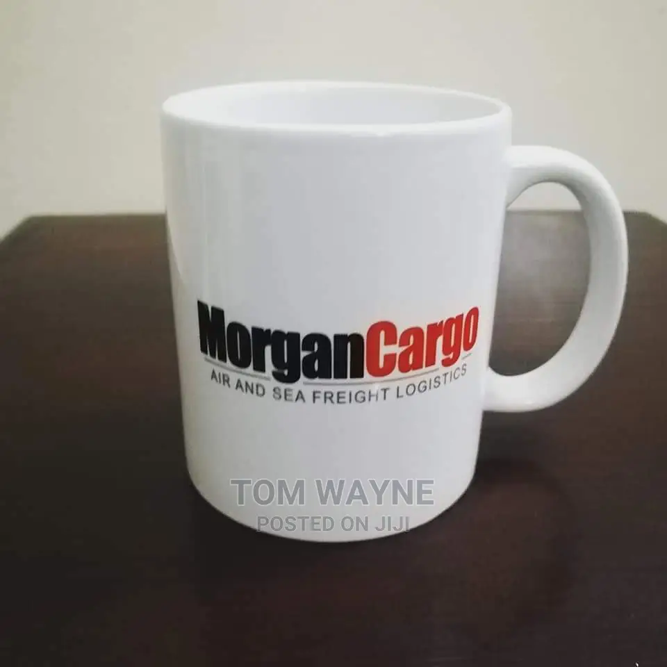 White Mugs Printed With Company Logo and Names