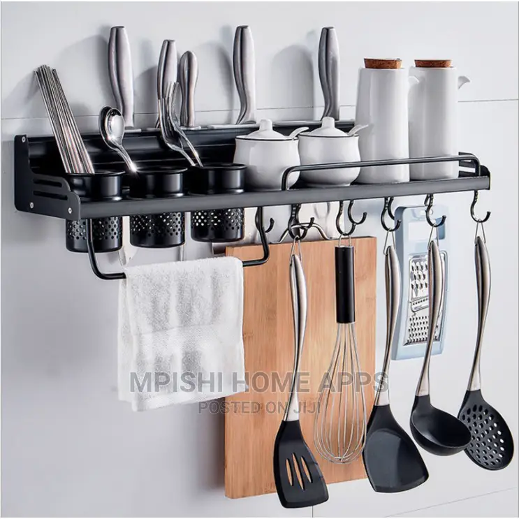 Kitchen Aluminum Storage Rack-Black