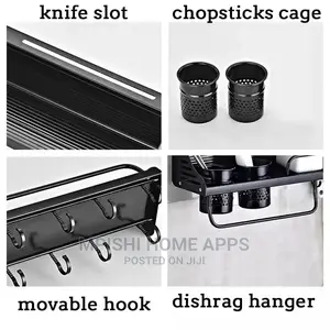 Kitchen Aluminum Storage Rack-Black