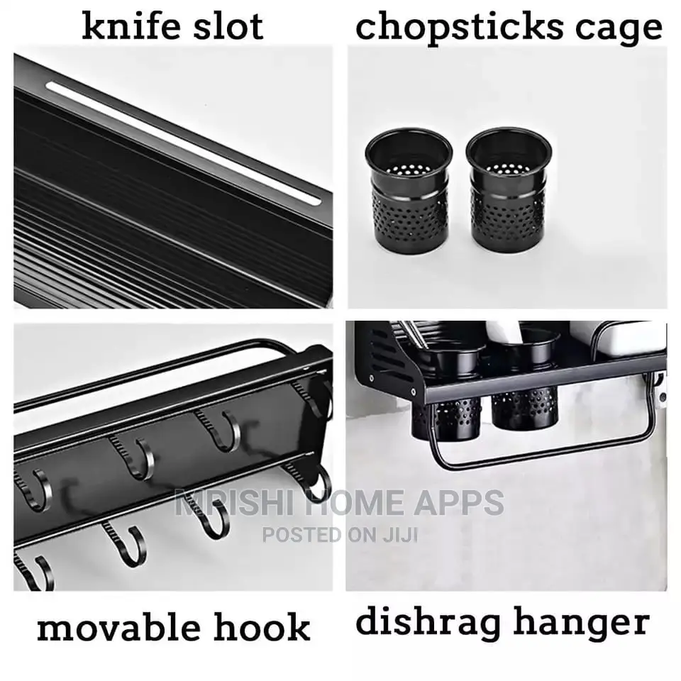 Kitchen Aluminum Storage Rack-Black