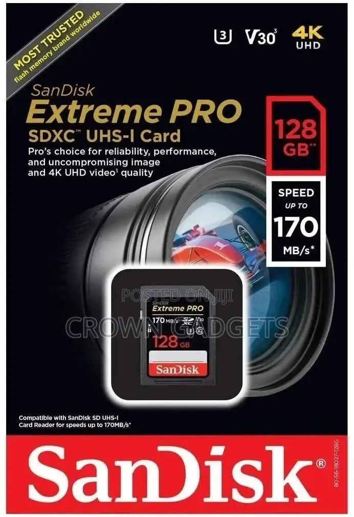 Sandisk 128GB Extreme PRO UHS-I SDXC Memory Card