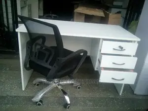 Office Desk and Office Black Mesh Chair