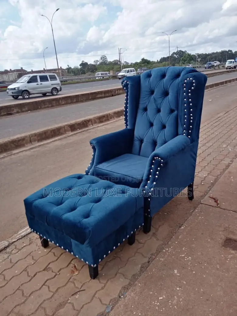 Wing Chair and Footrest