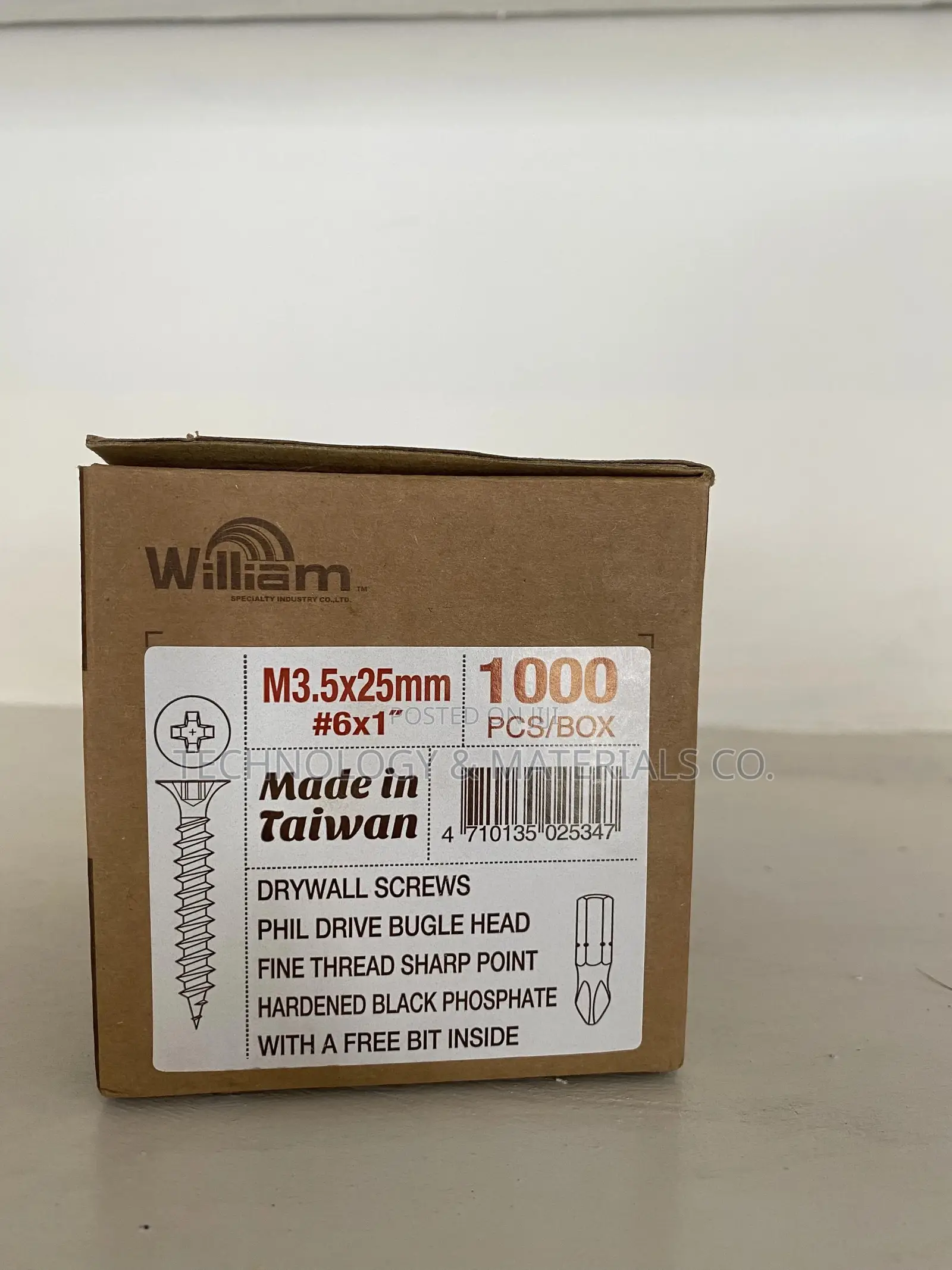 Gypsum Screws 25mm (1000pcs + Free Drill Bit)