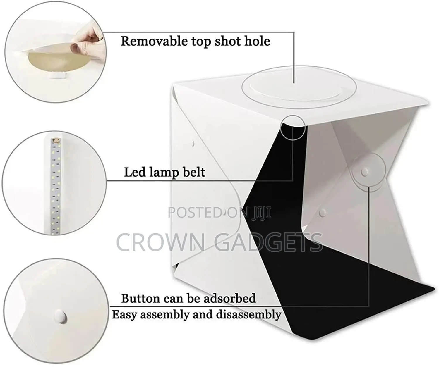 LED Light Soft Box Camera Photo Background Box Tent Kit 23cm