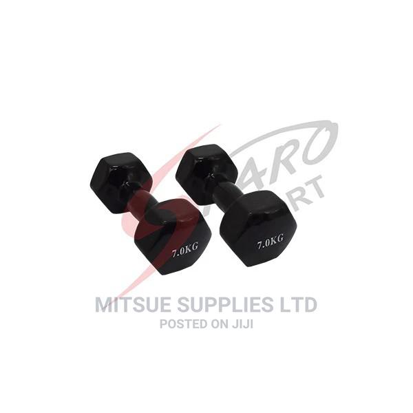 A Pair of Dumbbells 7kg- Black Rubber (2x7kg)