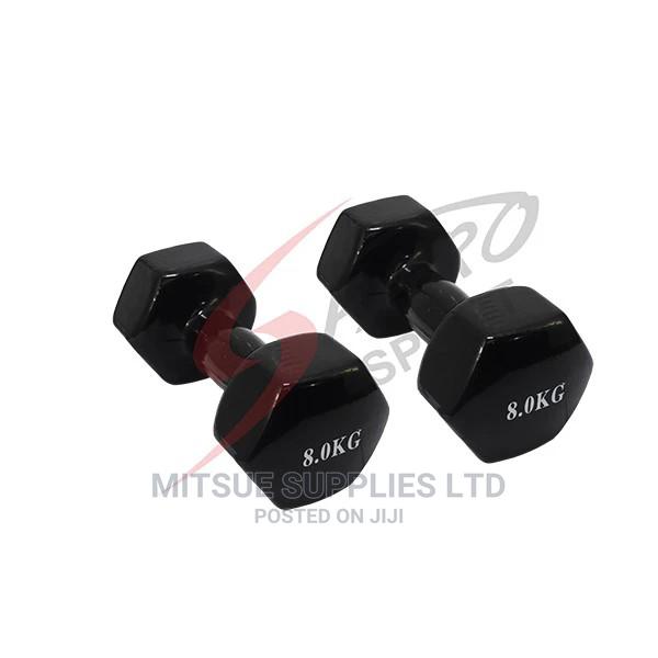A Pair Of Dumbbells 8kg- Black Rubber (2x8kg)