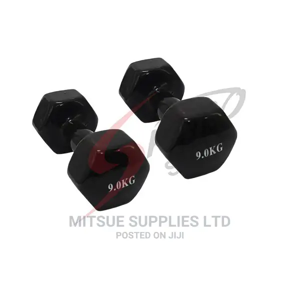 A Pair Of Dumbbells 9kg- Black Rubber (2x9kg)