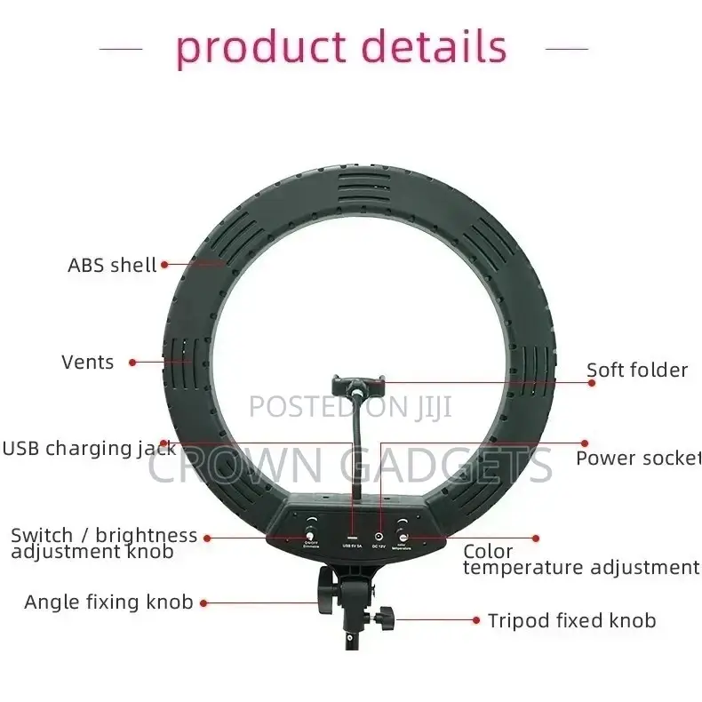 14 Inch Ring Lamp Adjustable, Dimmable Photography Studio