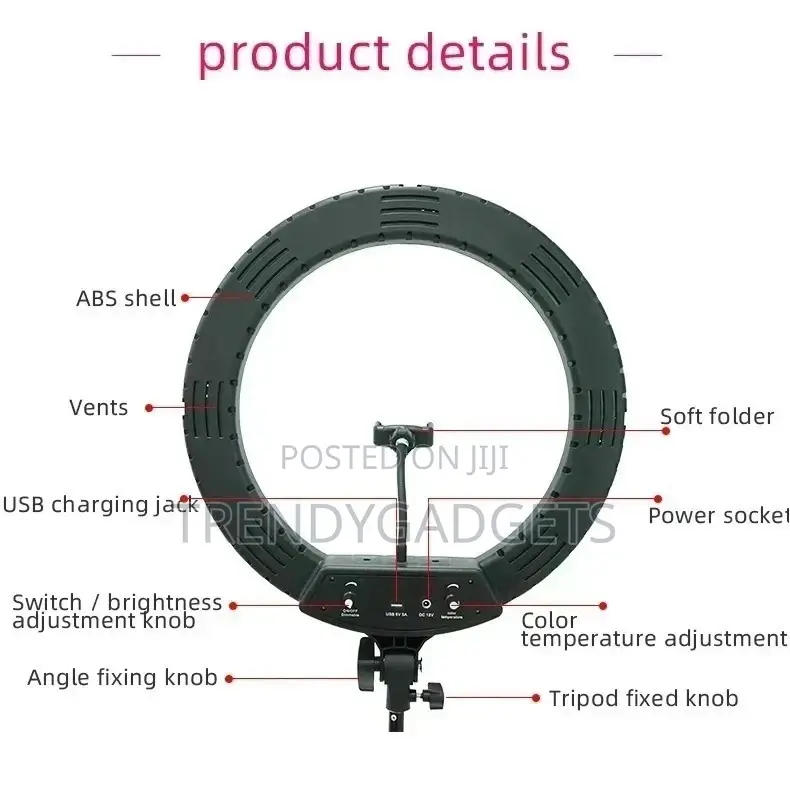 14 Inch Ring Lamp Adjustable, Dimmable Photography Studio
