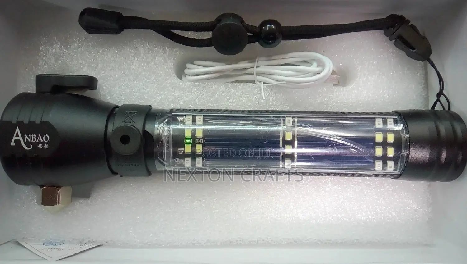 Rechargeable Solar LED Flashlight Torch and Alarm Function