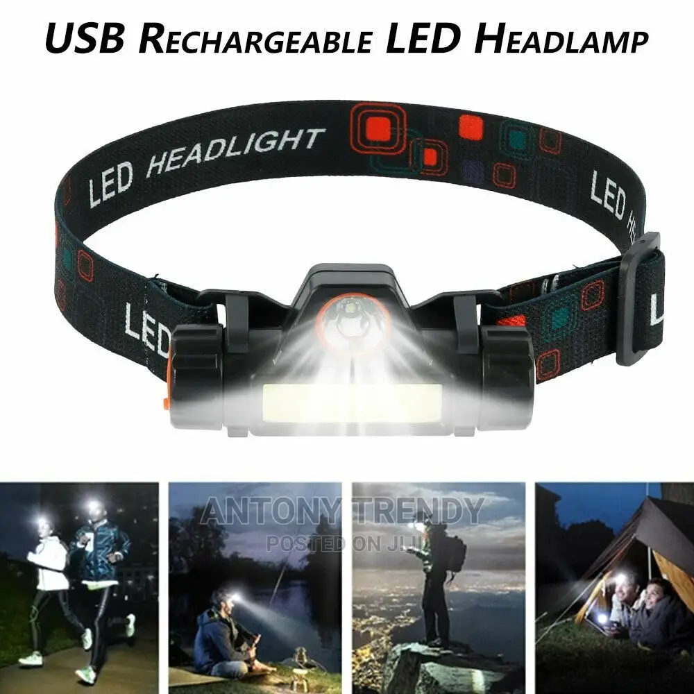 12000LM XPE+COB Headlight, USB Rechargeable Headlamp