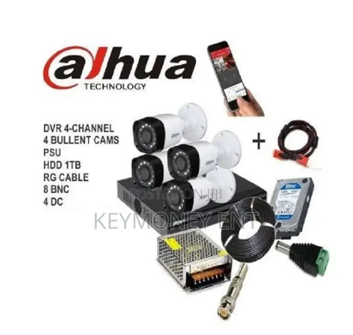 Dahua 4-Cameras Pack CCTV Kit,Power Supply Unit, Hard Disk 1