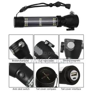 LED Multifunctional Solar Flashlight USB Rechargeable