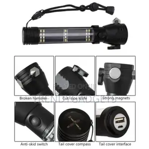 LED Multifunctional Solar Flashlight USB Rechargeable