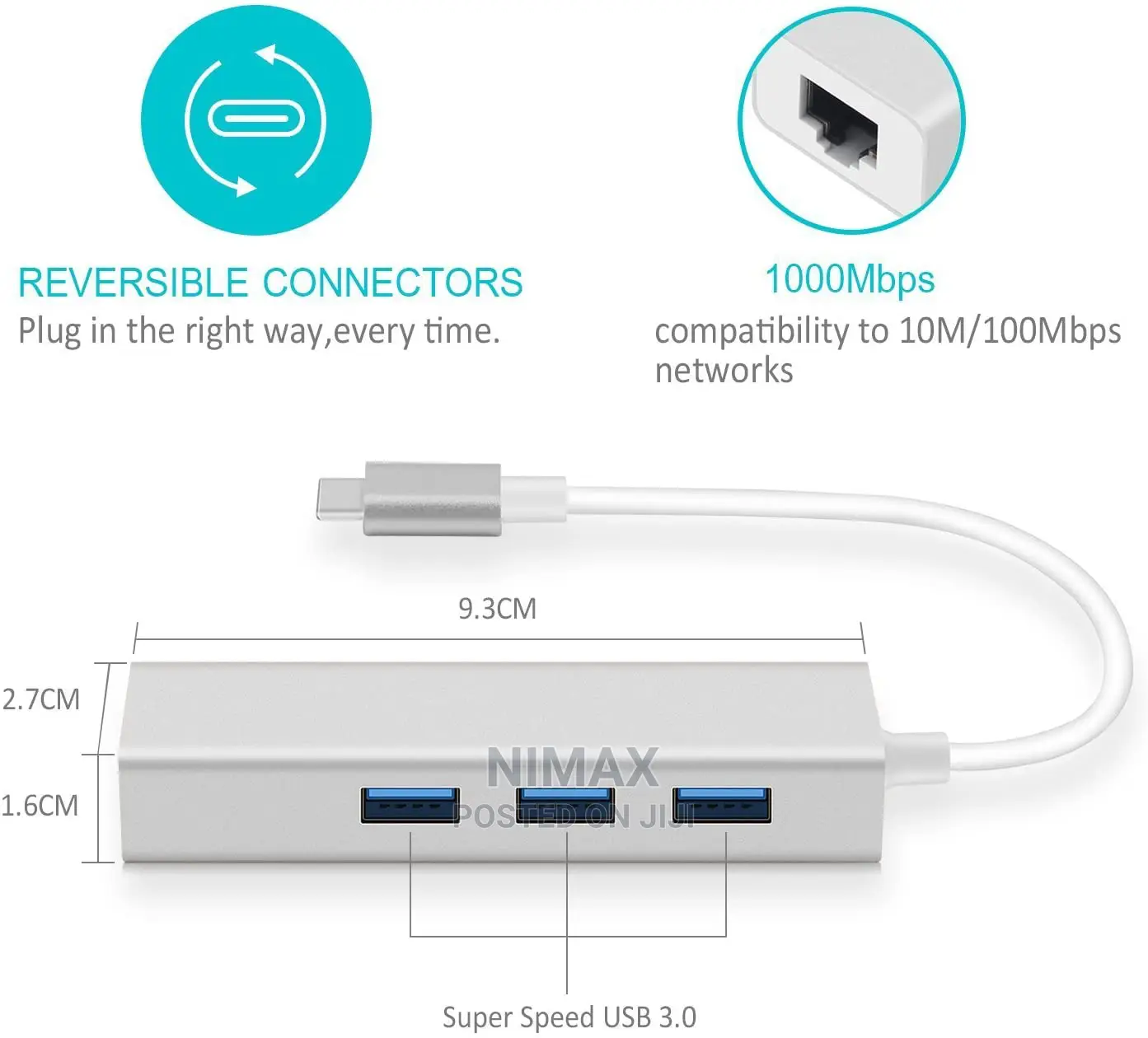 Type-C to Gigabit Ethernet LAN Adapter for Macbook/Pro/iMac