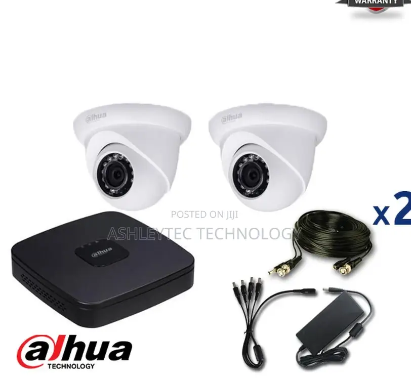 2 Indoor/Outdoor Dahua Hd-Cvi Camera CCTV Kit, 1080P,