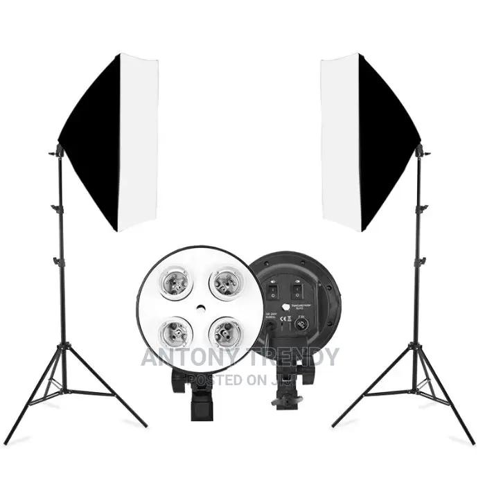 Photo Studio Diffuser 50*70cm Softbox E27 4 Lamp Holder