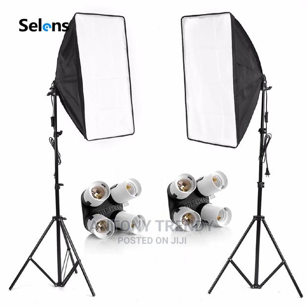 Photo Softbox Studio Lighting Kit 4-Socket E27 Holder+Stand