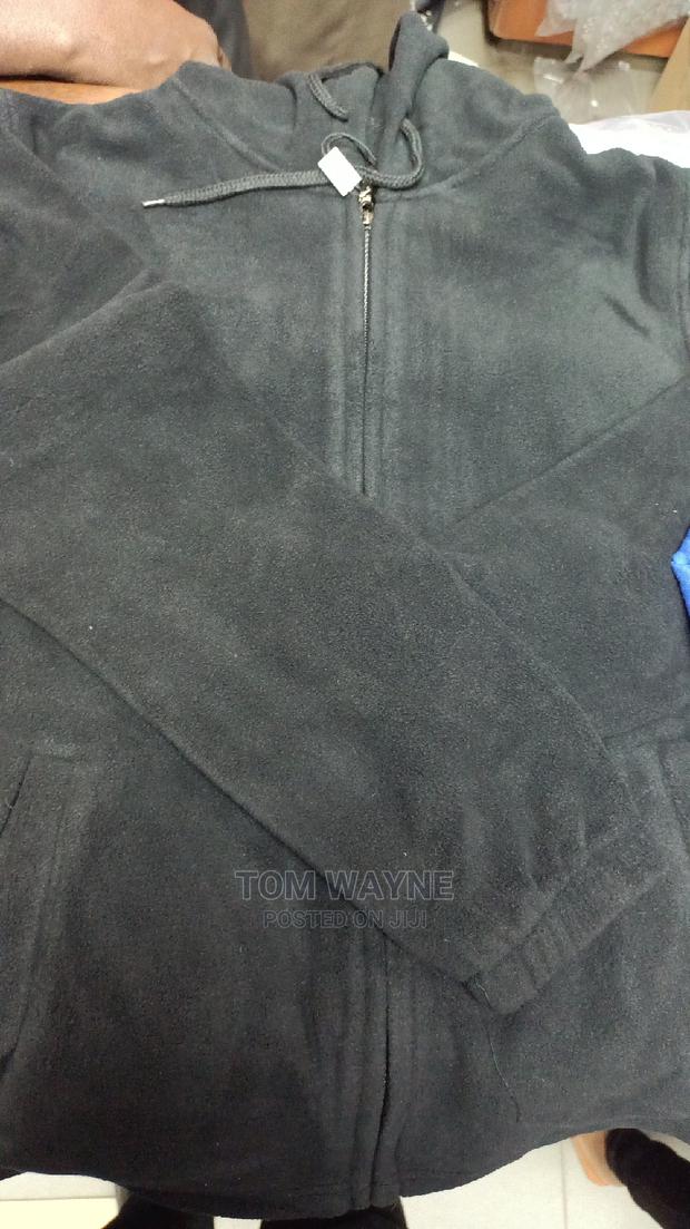 Black Fleece Jackets With Zip and Hoodie - thumbnail 2