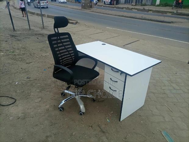 White Study Desk and Chair - main view