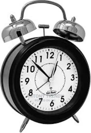 New Black Wall Clock Twin Bell Table Wind-Up Alarm Clock Wit