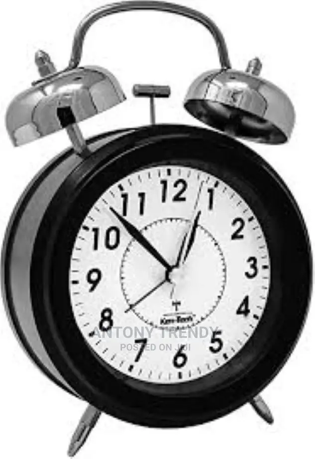 New Black Wall Clock Twin Bell Table Wind-Up Alarm Clock Wit