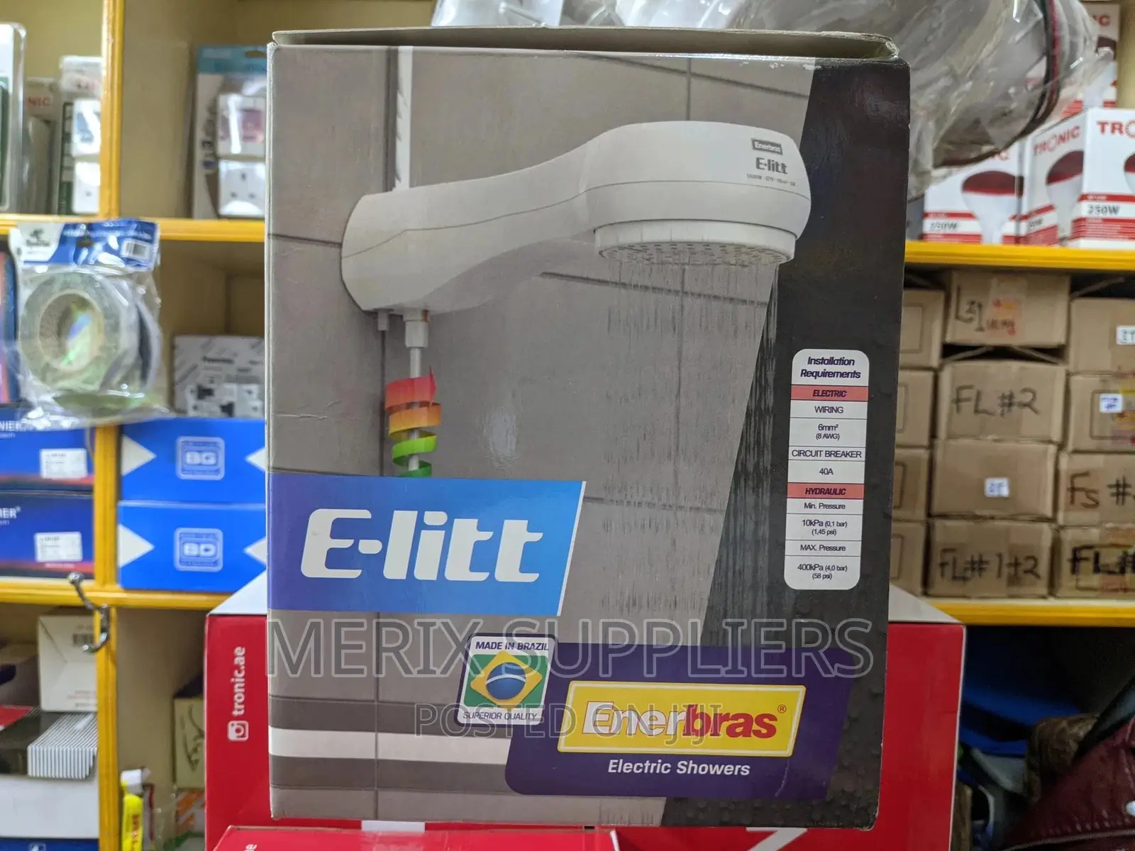 Enerbras E-litt Electronic Instant Shower Head Water Heater