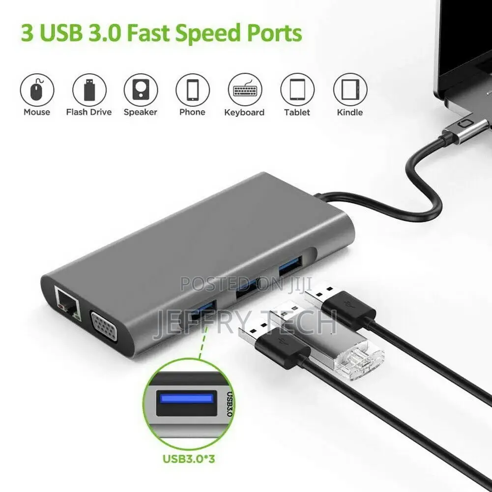 USB Type C Hub Type-C to HDMI 4K VGA Adapter RJ45 Lan Ethern