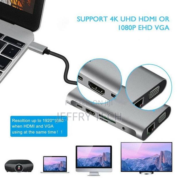 USB Type C Hub Type-C to HDMI 4K VGA Adapter RJ45 Lan Ethern - thumbnail 4