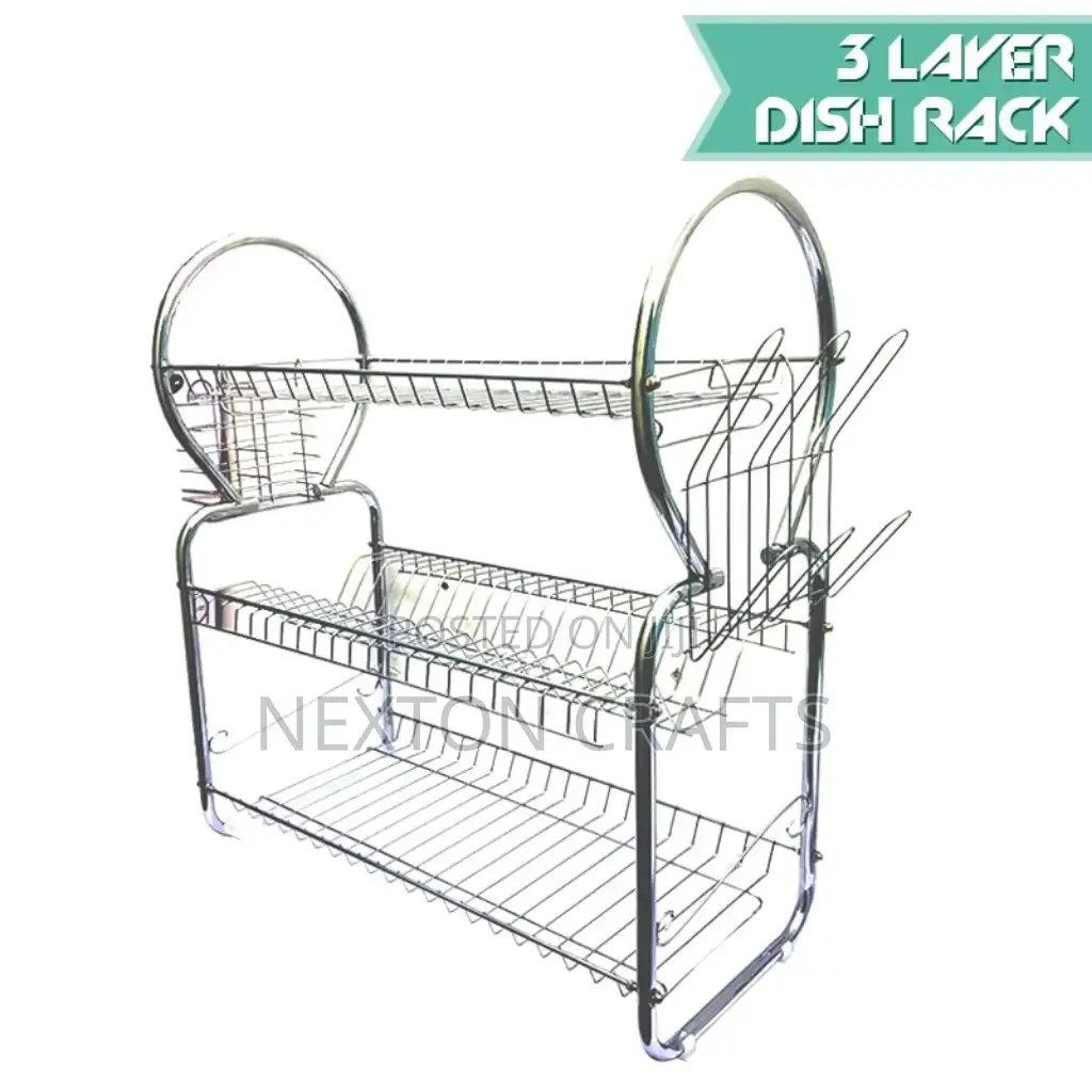 3 Layer Dish Drainer Stainless Steel Glass Holder