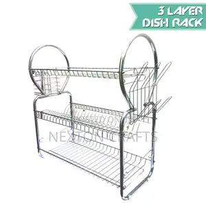3 Layer Dish Drainer Stainless Steel Glass Holder