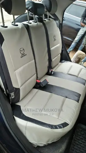 Beige and Black Car Seat Covers