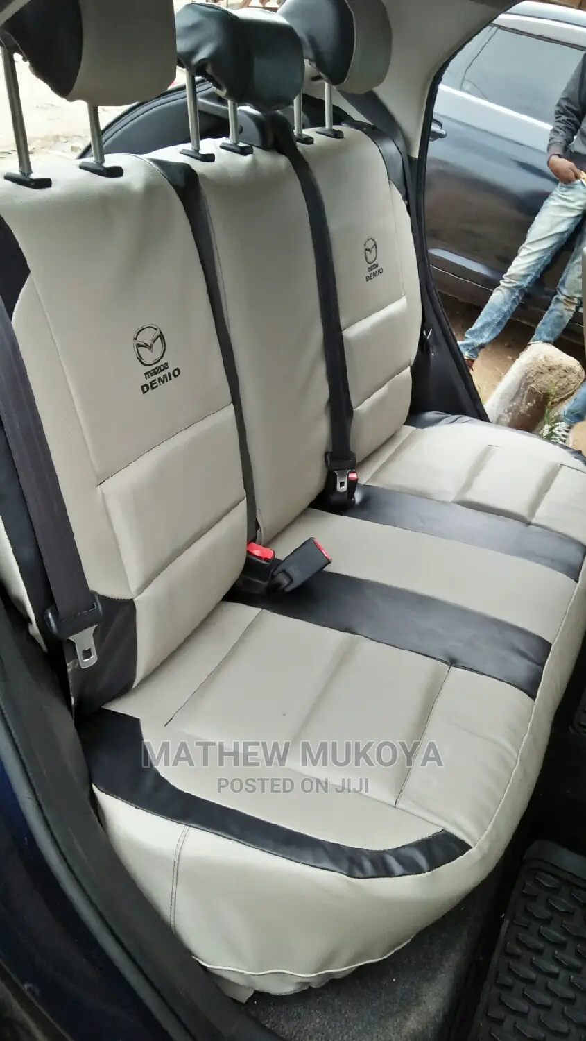 Beige and Black Car Seat Covers