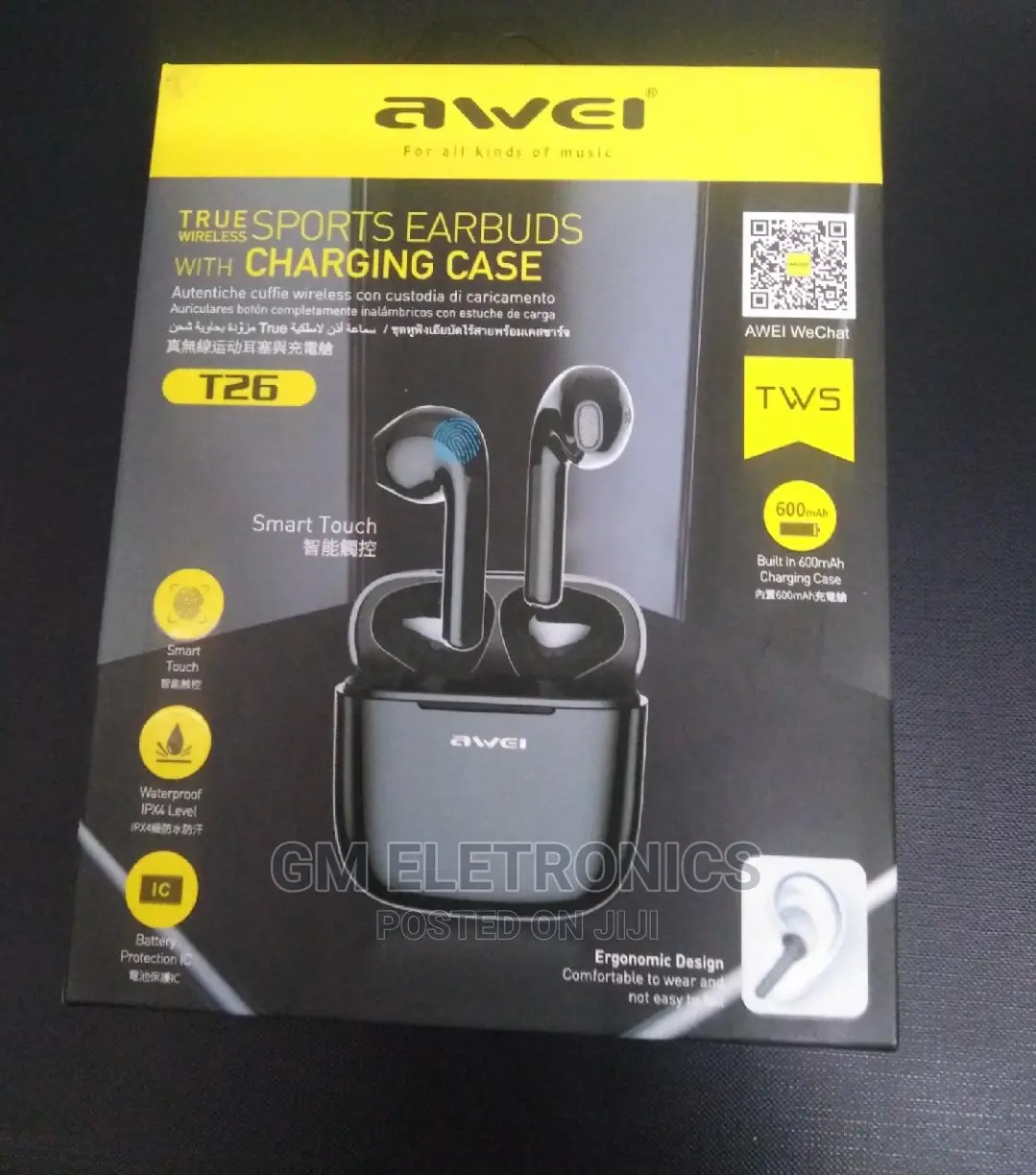 Awei TWS Sport Wireless Earphones With Charging Case.