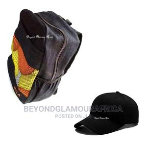 Denim Ankara Laptop Backpack With Baseball Cap - thumbnail 2