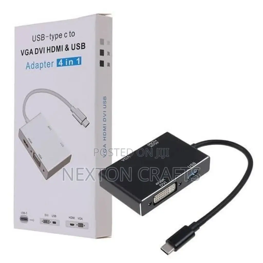 Type C USB C to Vga, Dvi, HDMI USB 3.0 4 in 1 Adapter